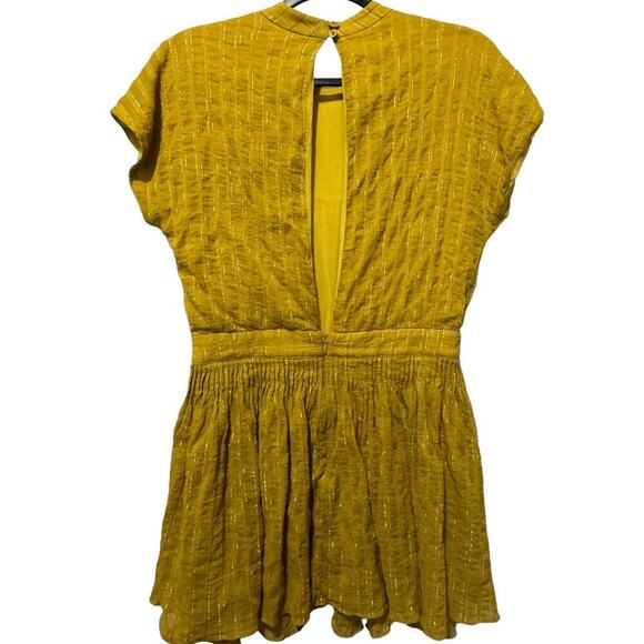 Tularosa Ashley Metallic Striped Dress In Yellow/Pear Size Medium - Picture 5 of 11